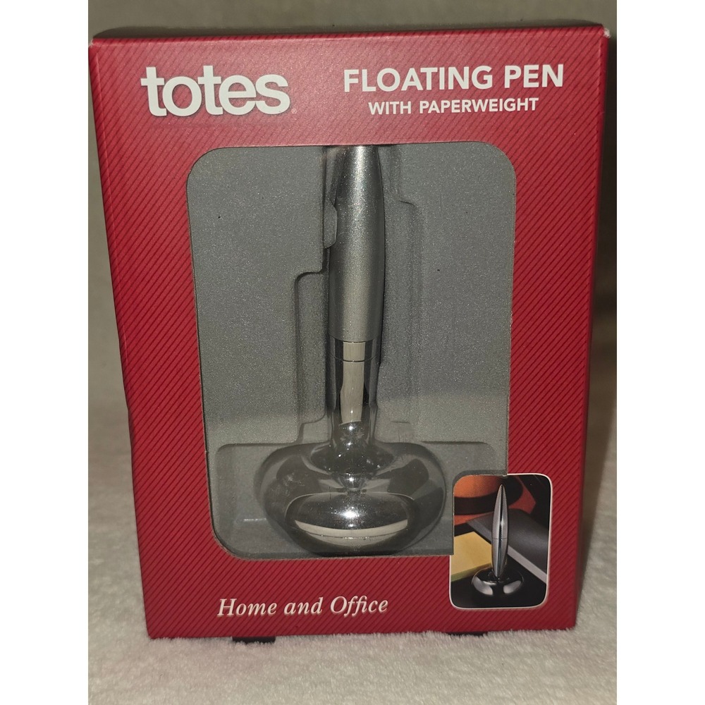 Totes Floating Pen with Paperweight Silver Tone Desk Accessory Home Office New